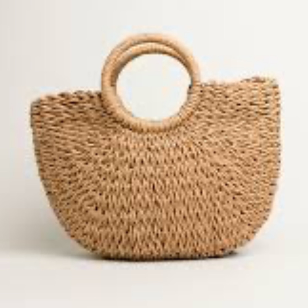 Half-Circle Wicker Handbag